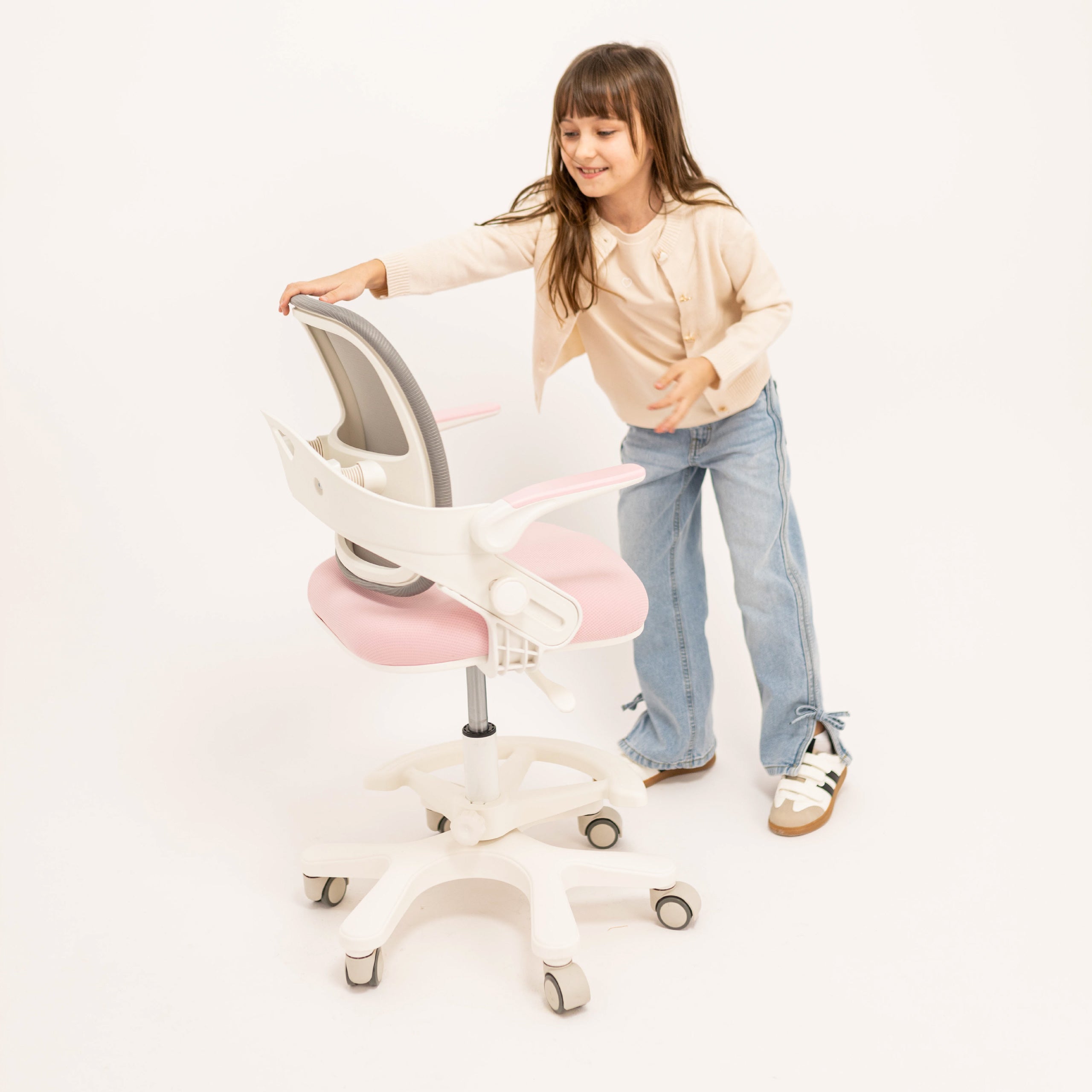 Scaun de birou pentru copii Mark Adler Junior 4.3 roz-gri