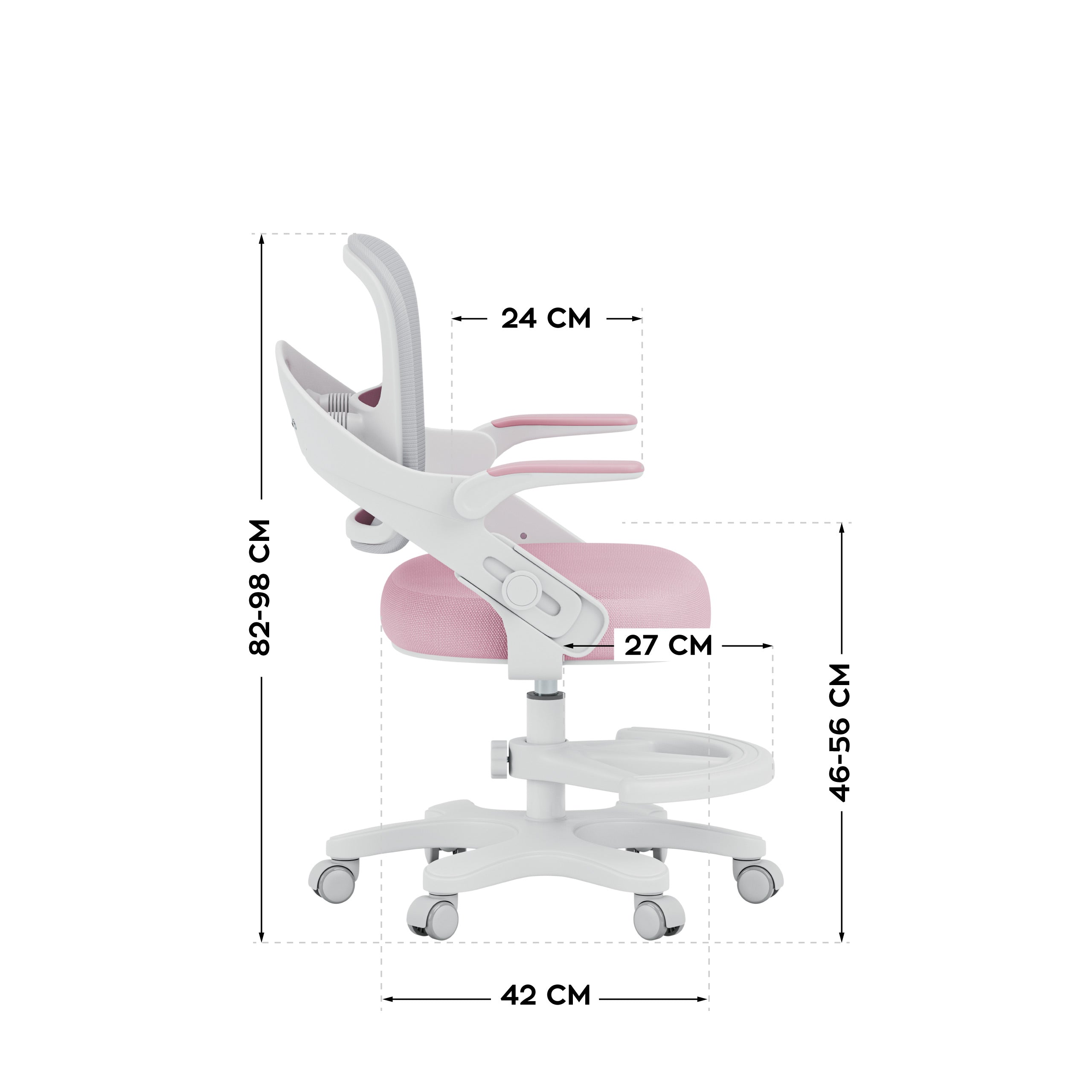 Scaun de birou pentru copii Mark Adler Junior 4.3 roz-gri