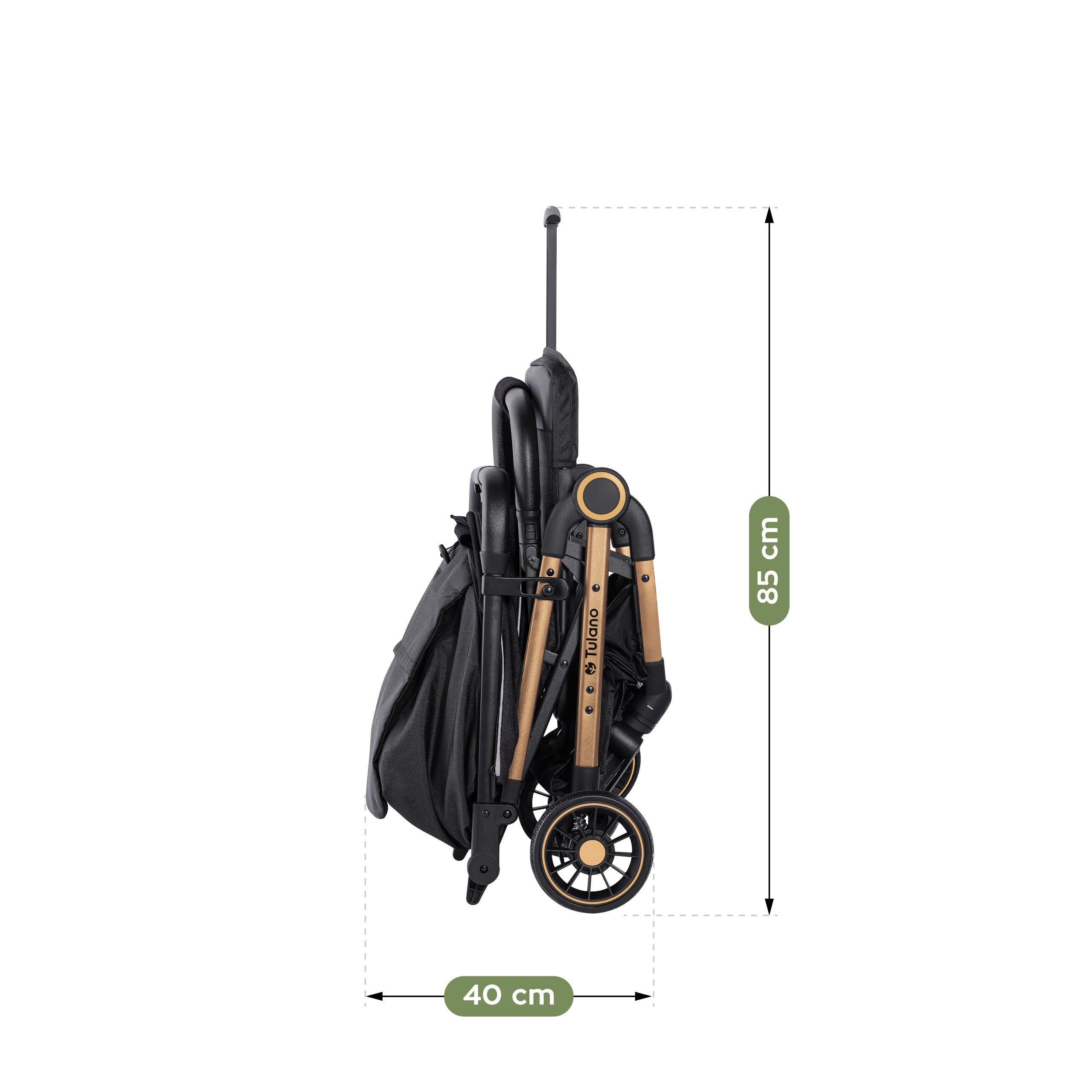 Cărucior de plimbare pentru copii Tulano Milan, auriu-negru, pliabil, până la 22 kg