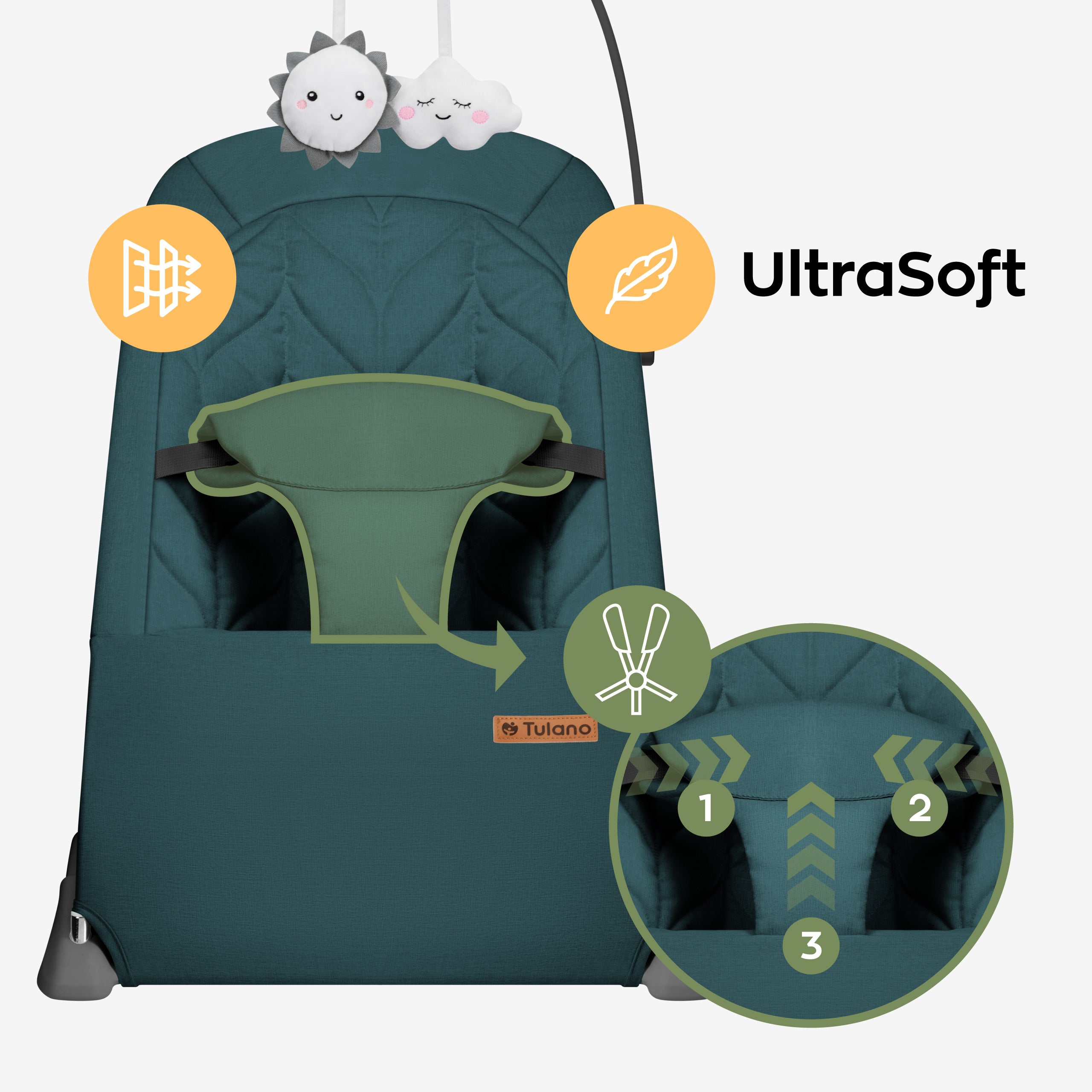 Scaun balansoar pentru copii Moon 10 Green