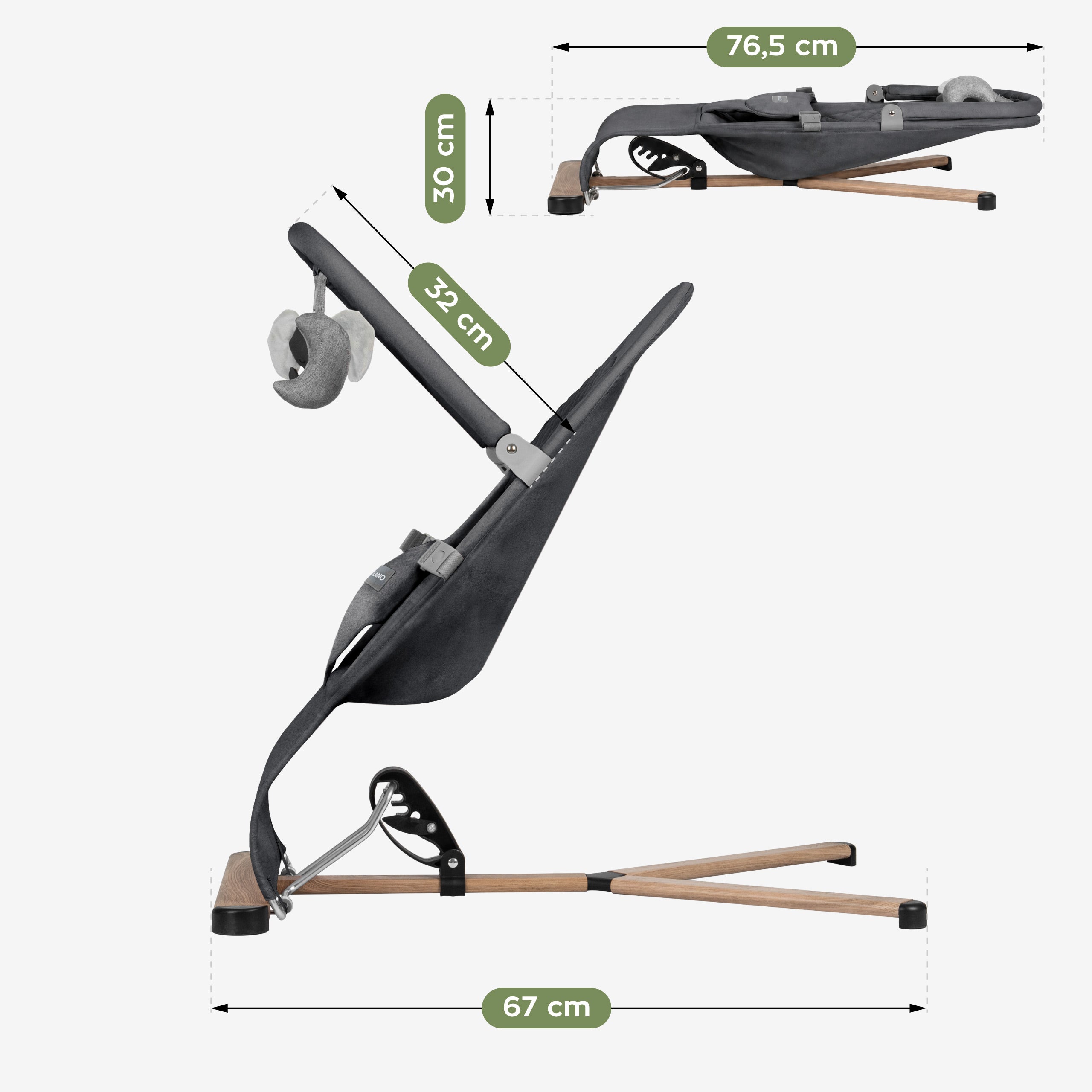 Scaun balansoar Tulano Moon 30 Graphite, de culoare grafit