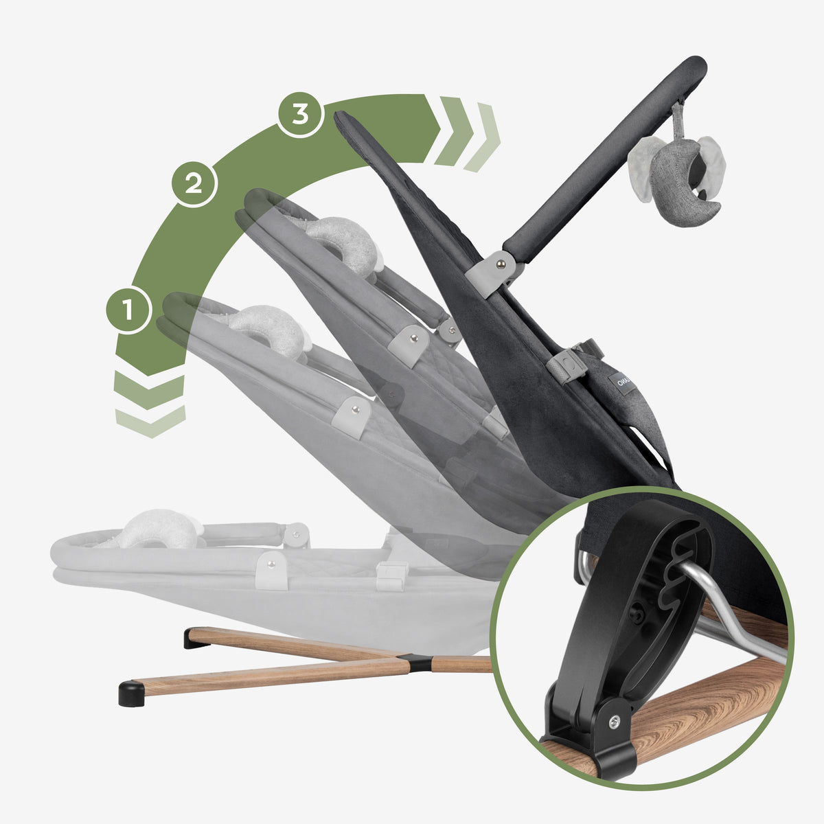 Scaun balansoar Tulano Moon 30 Graphite, de culoare grafit