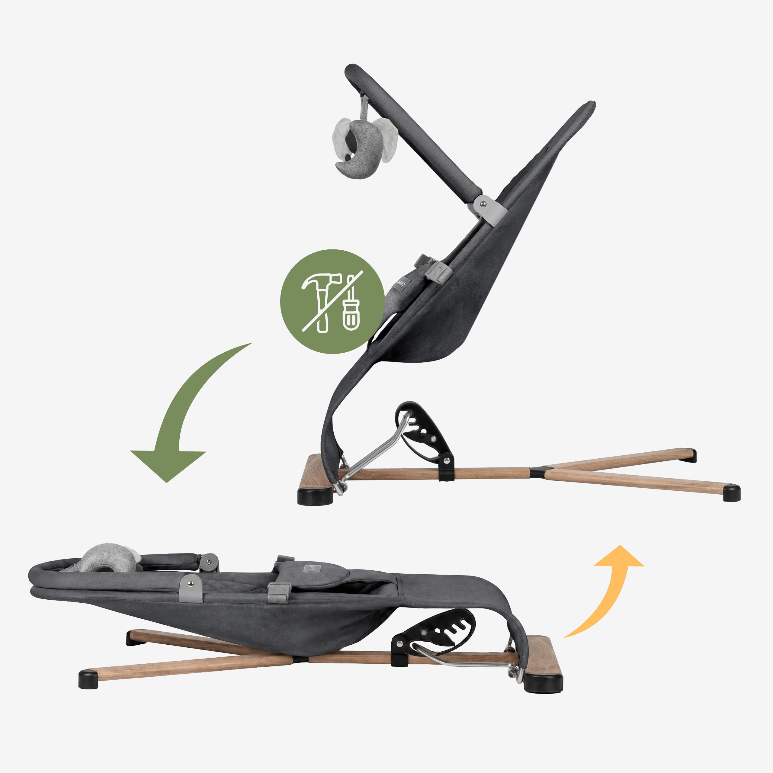 Scaun balansoar Tulano Moon 30 Graphite, de culoare grafit