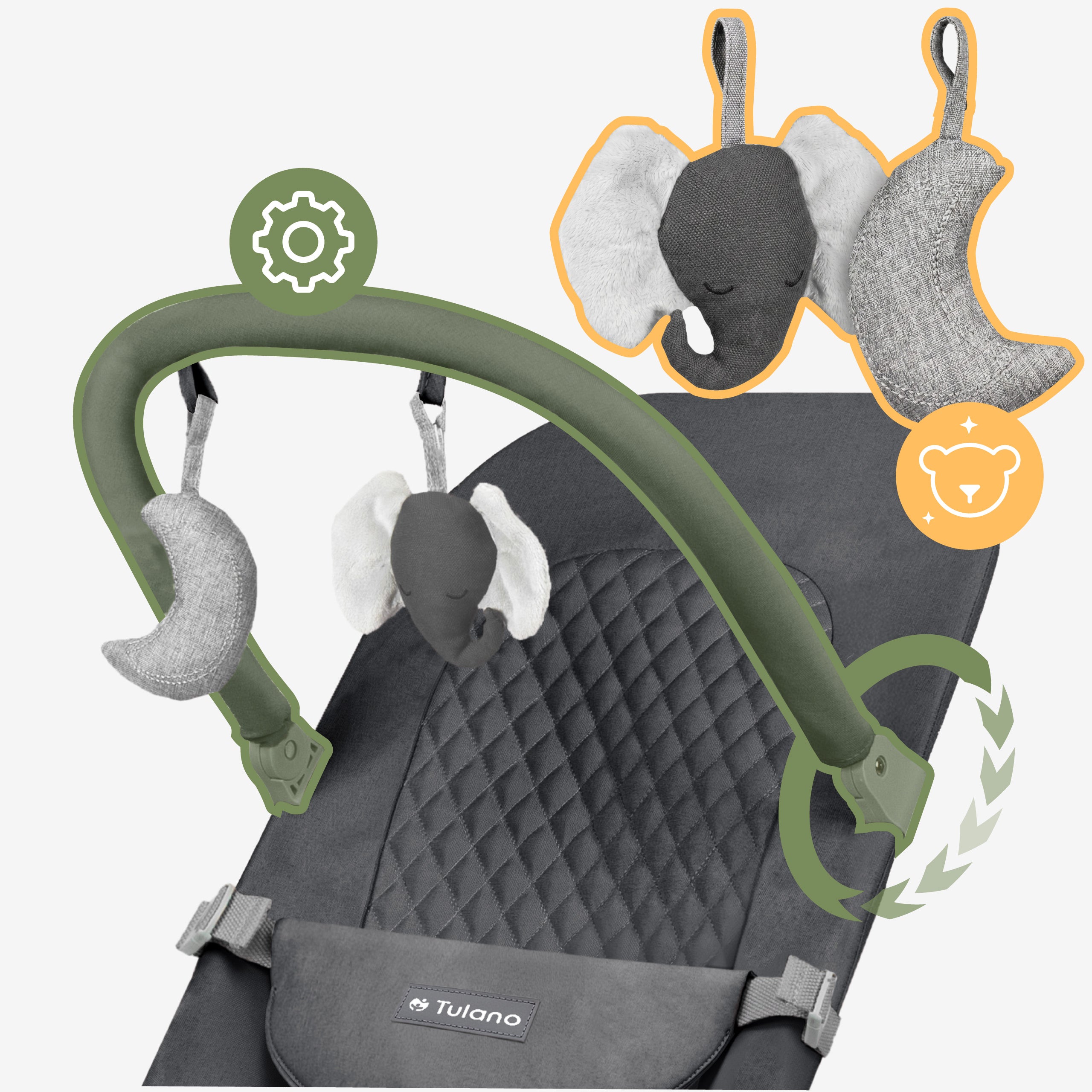 Scaun balansoar Tulano Moon 30 Graphite, de culoare grafit