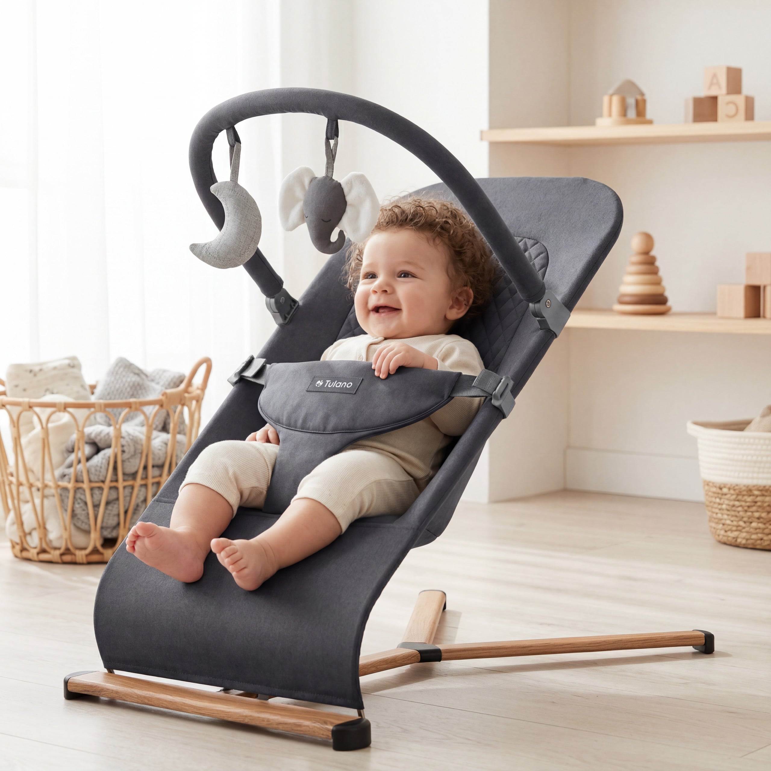 Scaun balansoar Tulano Moon 30 Graphite, de culoare grafit