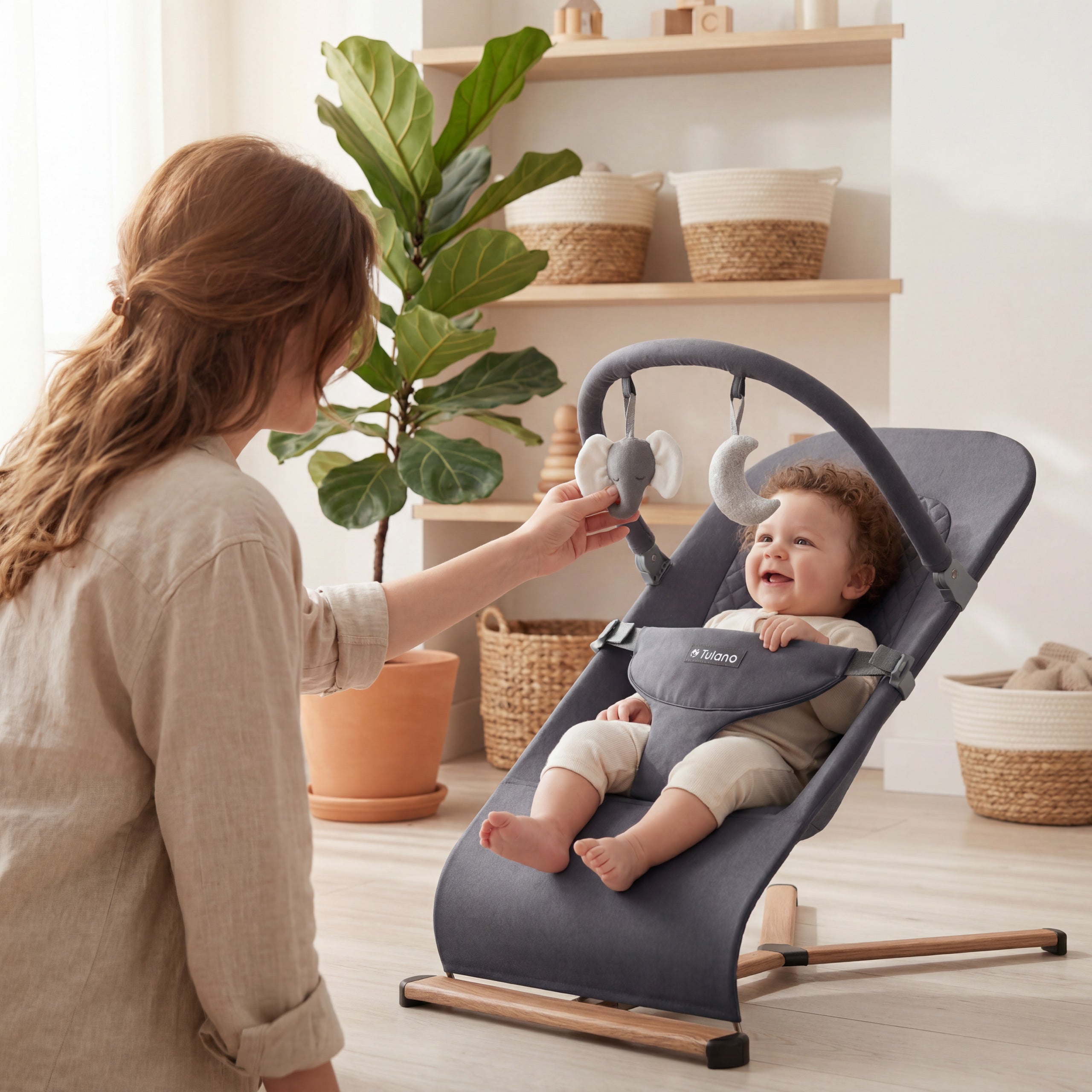 Scaun balansoar Tulano Moon 30 Graphite, de culoare grafit