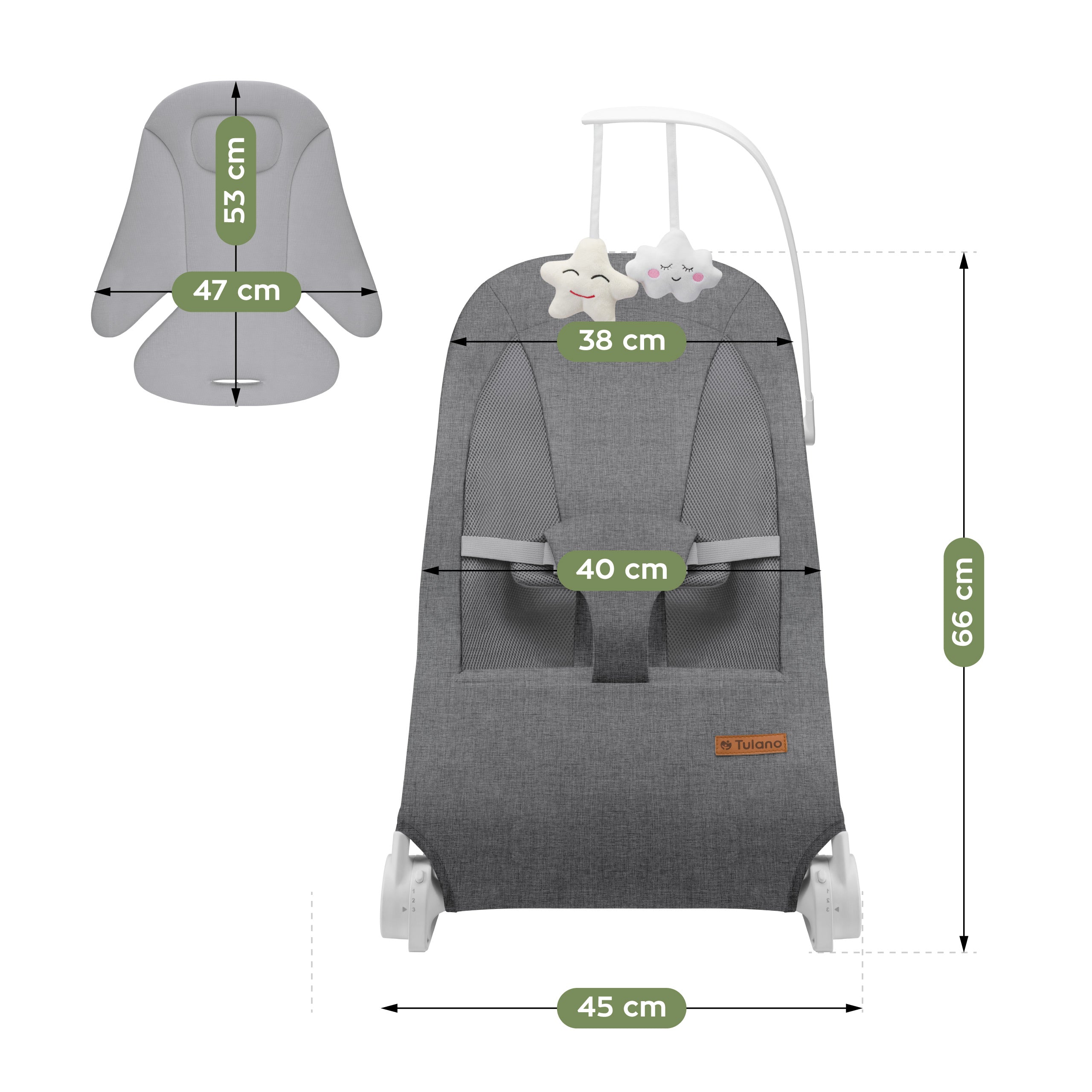 Scaun balansoar gri Tulano Moon 50 Grey