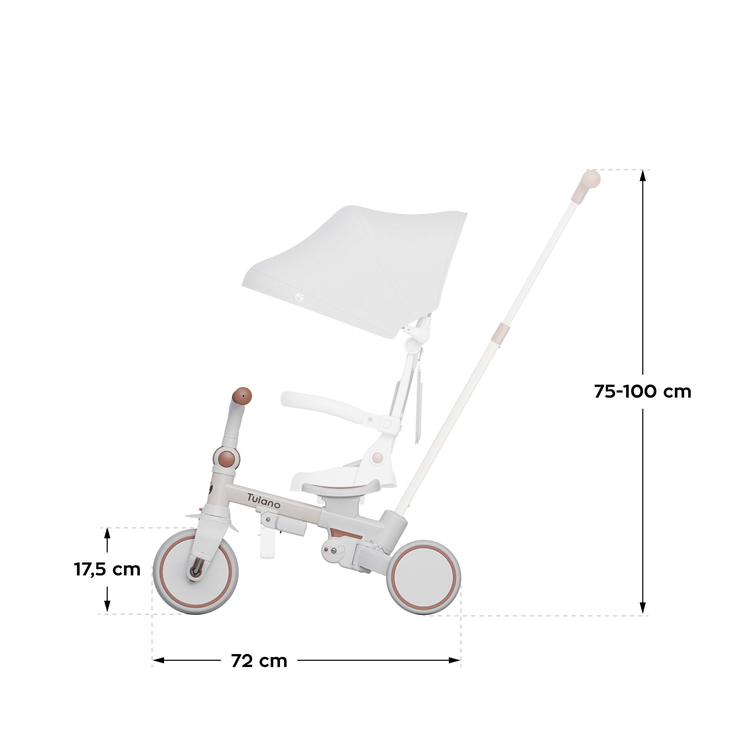 Bicicleta cu trei roți Tulano 4 în 1 Noah 35 Grey