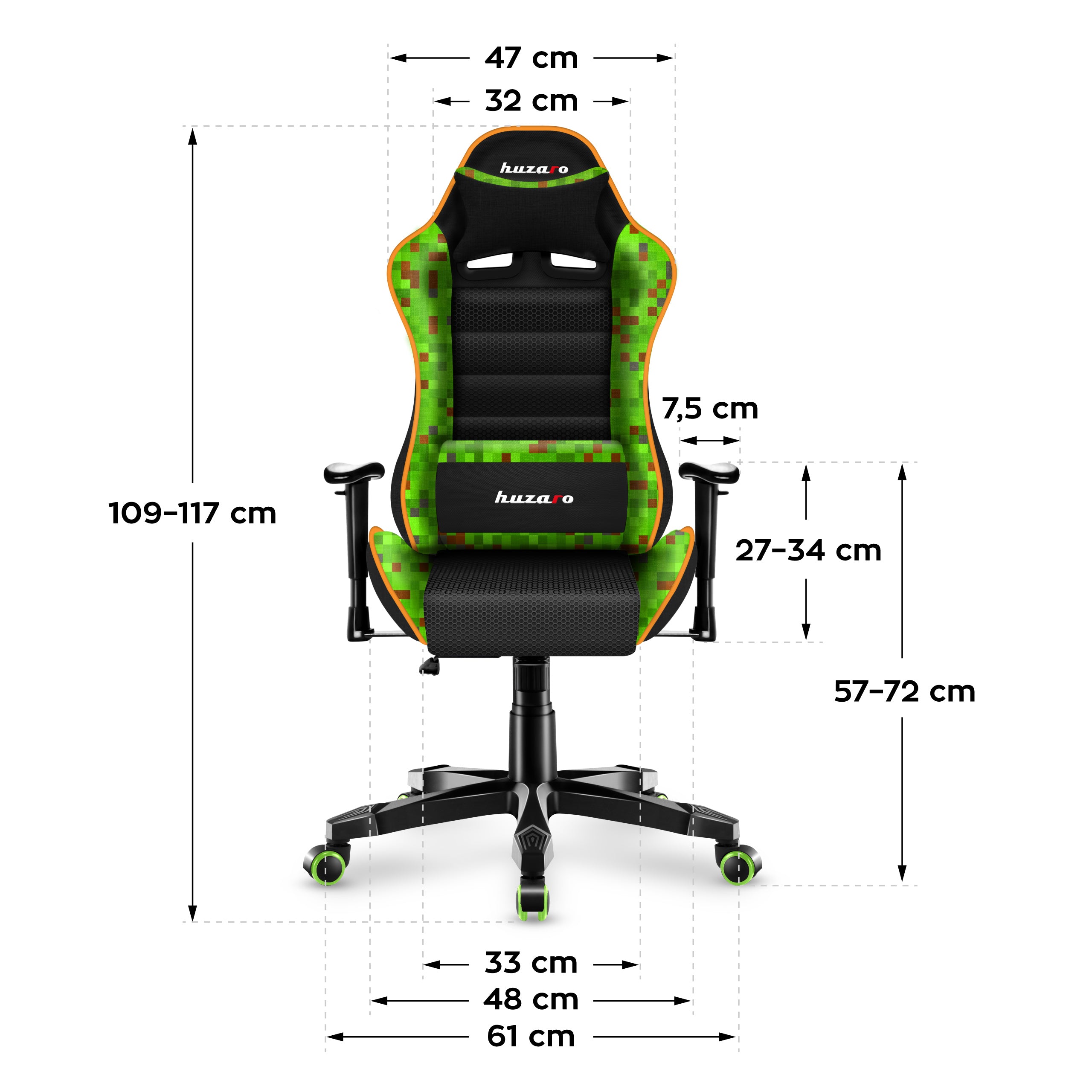 Scaun de gaming pentru copii HUZARO RANGER 6.0 Pixel Mesh