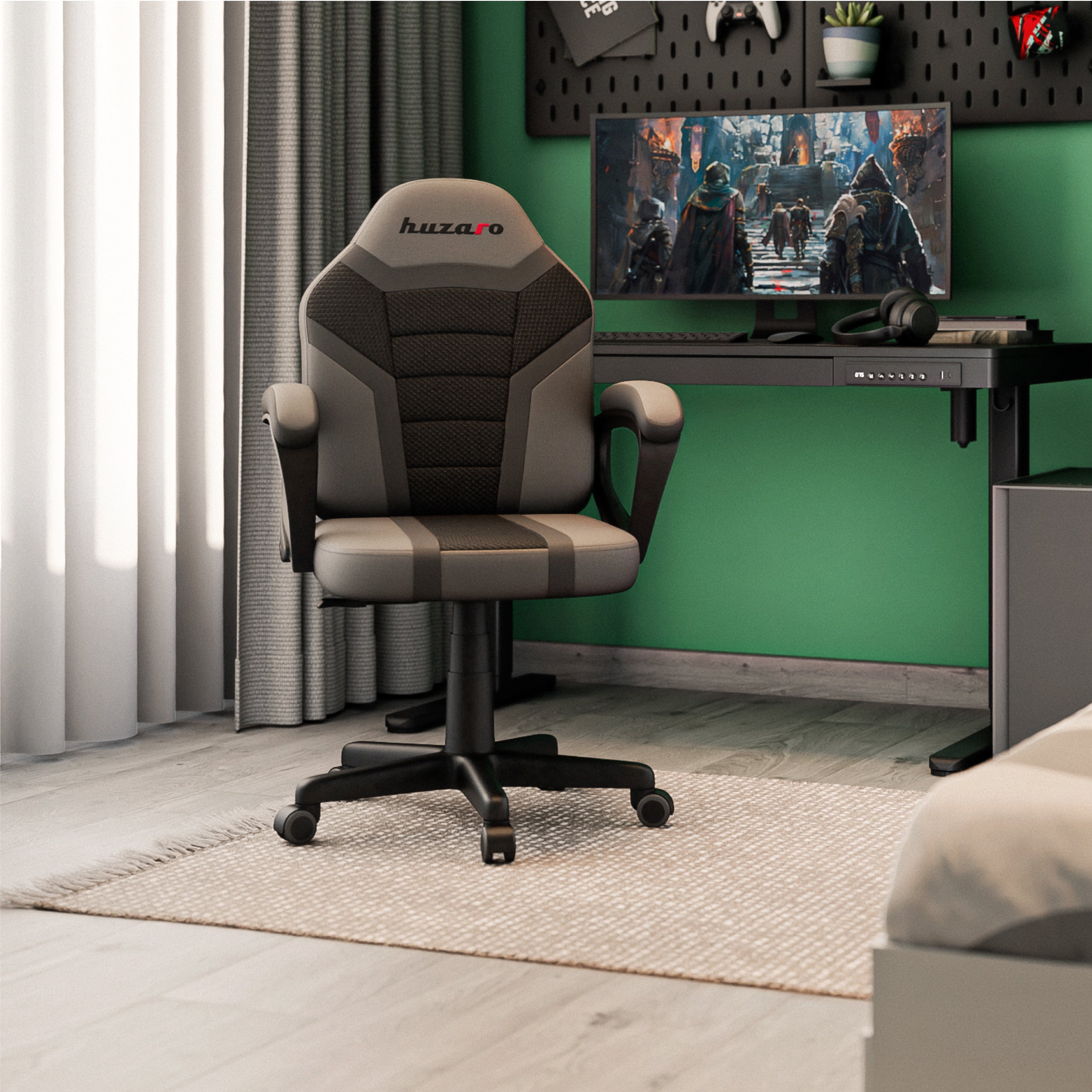 Scaun de gaming pentru copii HUZARO RANGER 1.0 Grey Mesh