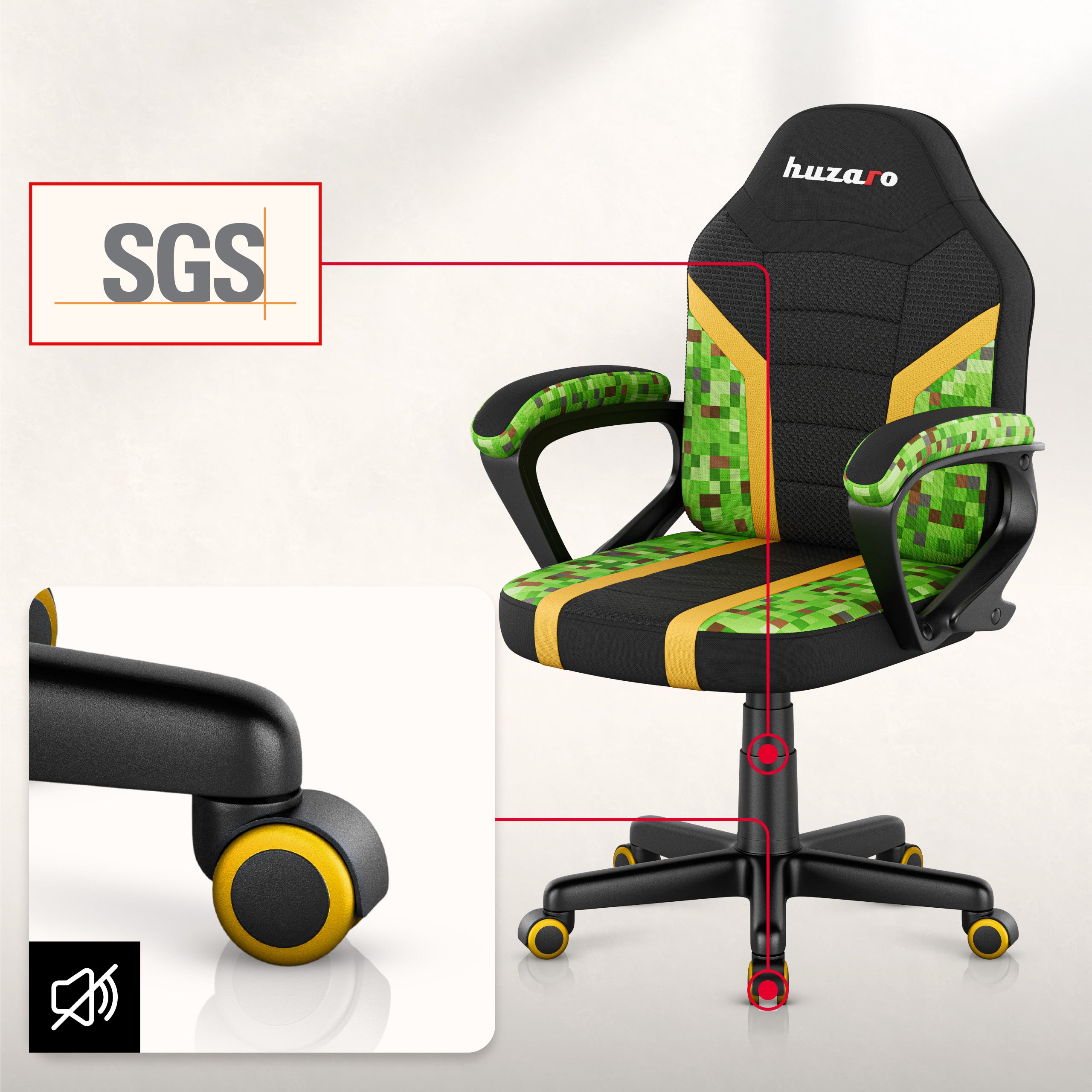 Scaun de gaming pentru copii HUZARO RANGER 1.0 Pixel Mesh