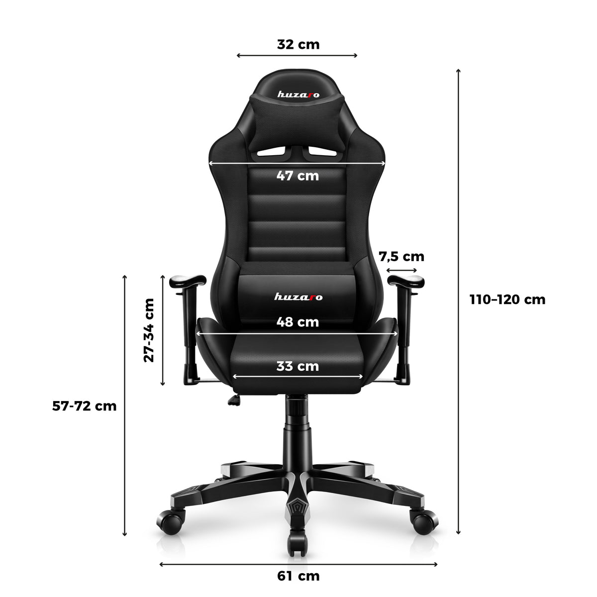 Scaun de gaming pentru copii HUZARO RANGER 6.0 Negru