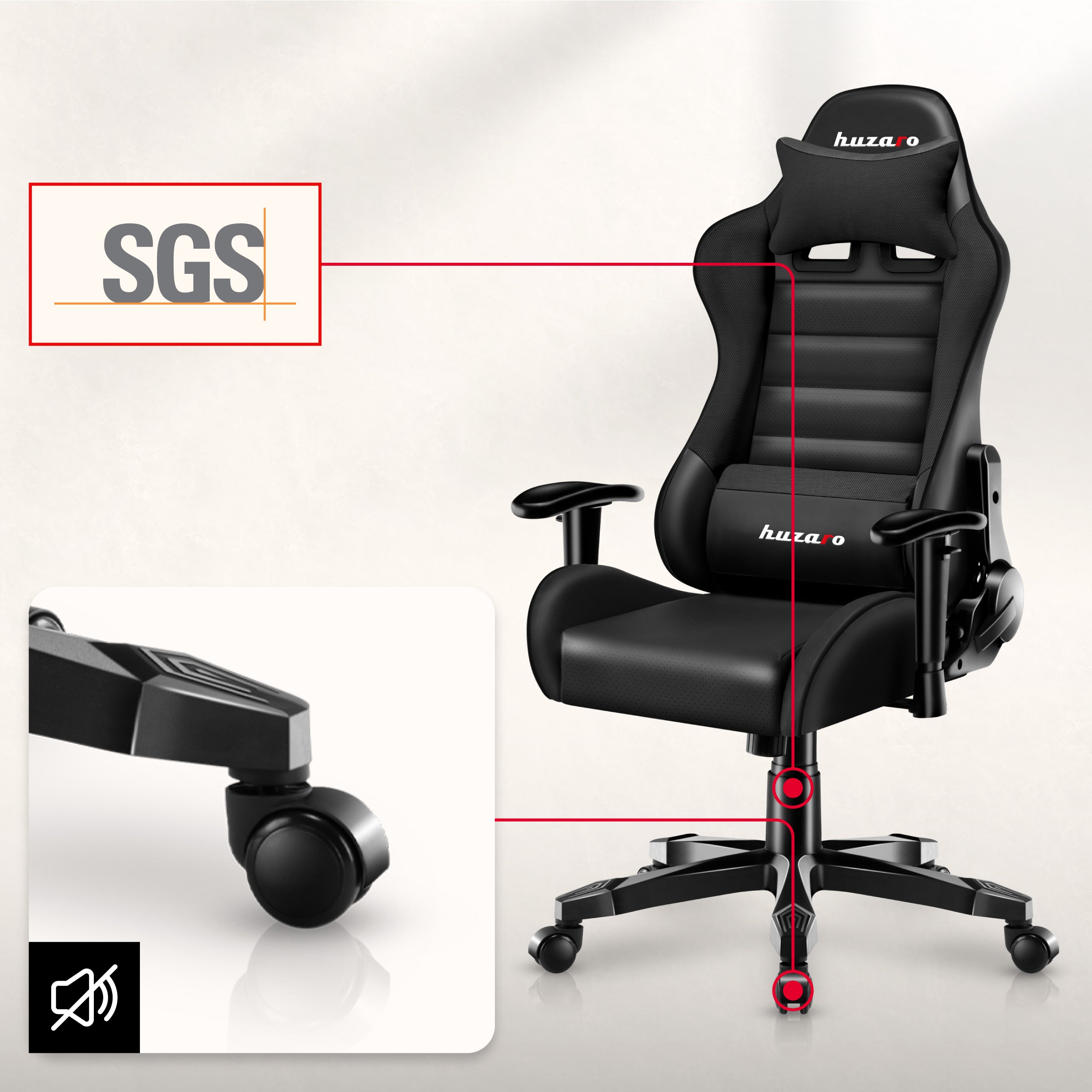 Scaun de gaming pentru copii HUZARO RANGER 6.0 Negru