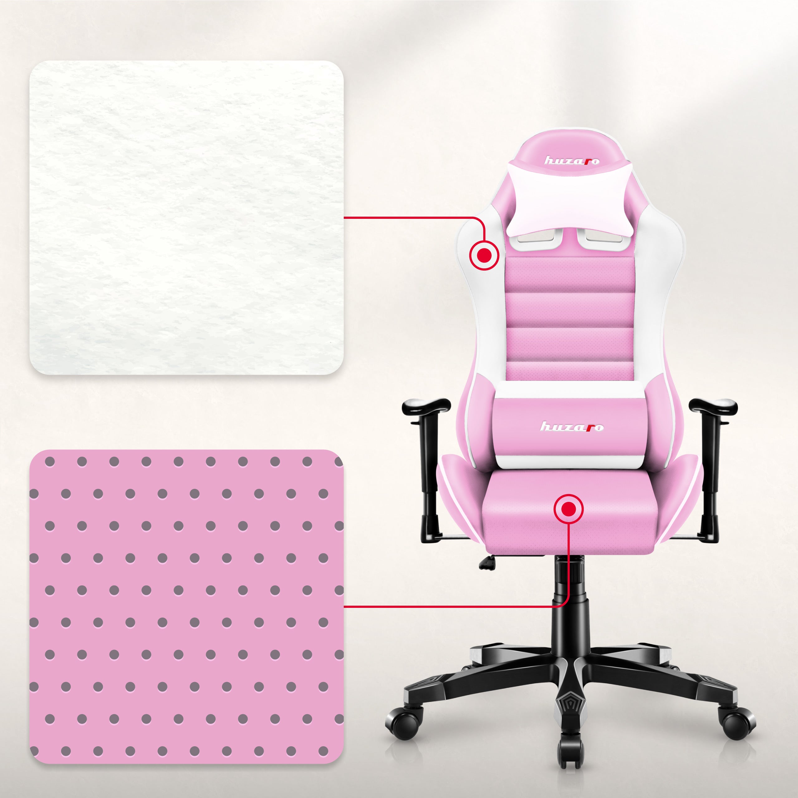 Scaun de gaming pentru copii HUZARO RANGER 6.0 roz