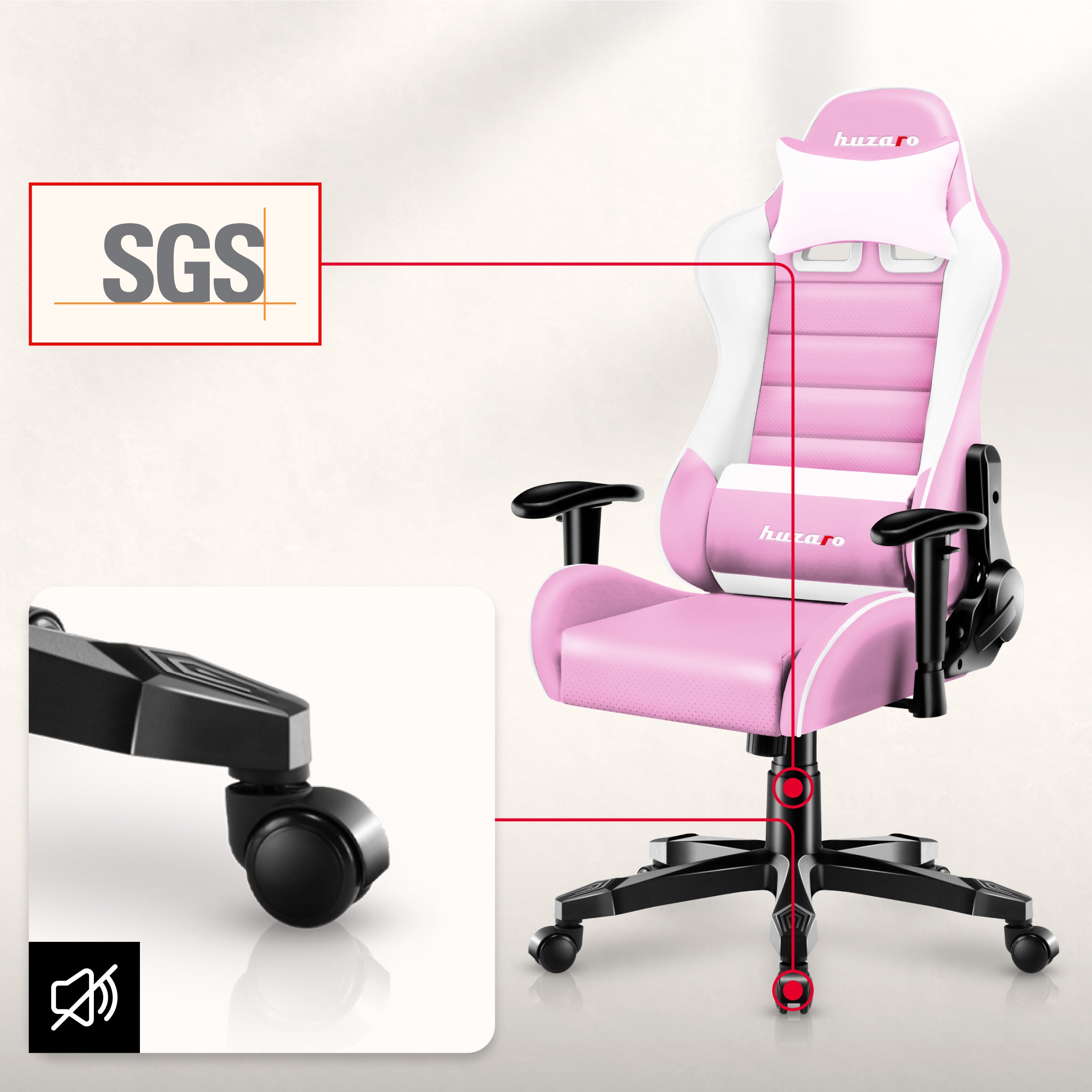 Scaun de gaming pentru copii HUZARO RANGER 6.0 roz