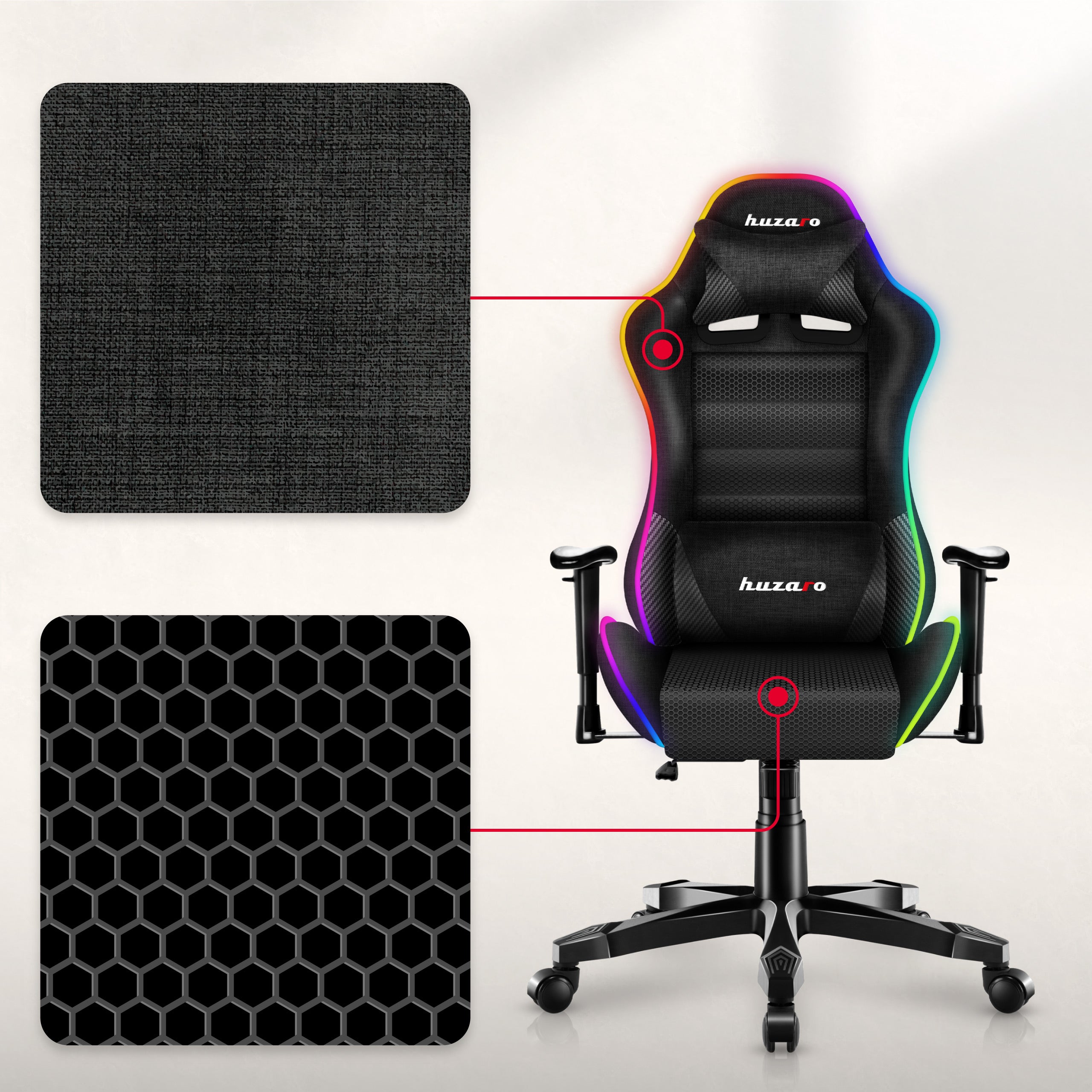 Scaun de gaming pentru copii HUZARO RANGER 6.0 RGB Mesh