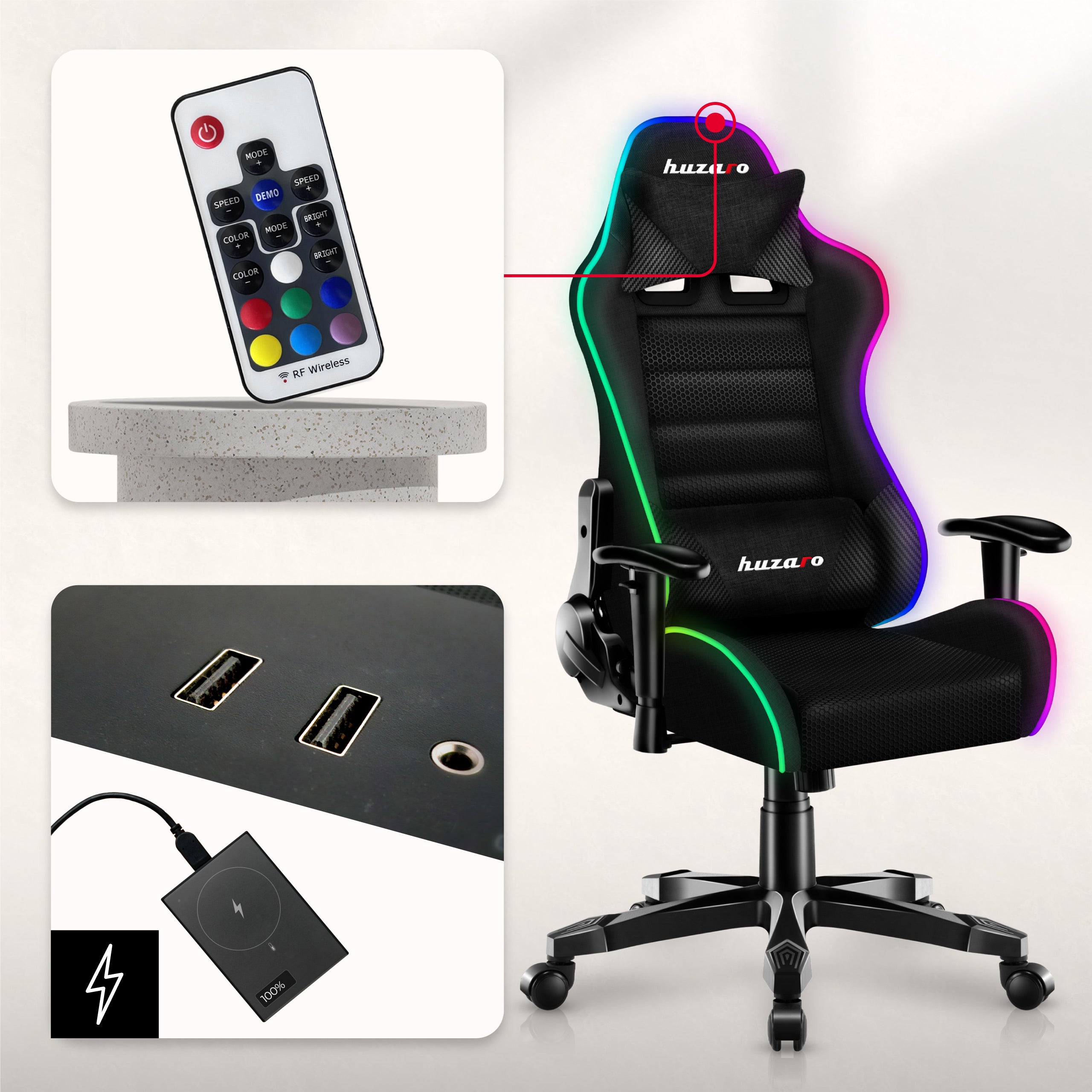 Scaun de gaming pentru copii HUZARO RANGER 6.0 RGB Mesh