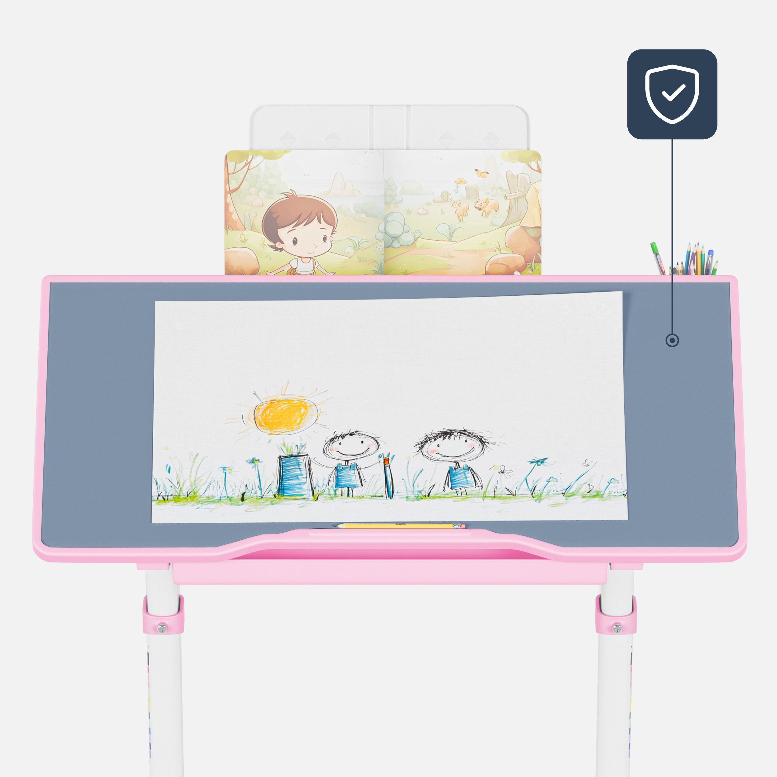 Birou ergonomic pentru copii Mark Adler Study 3.0 Pink, 66 cm