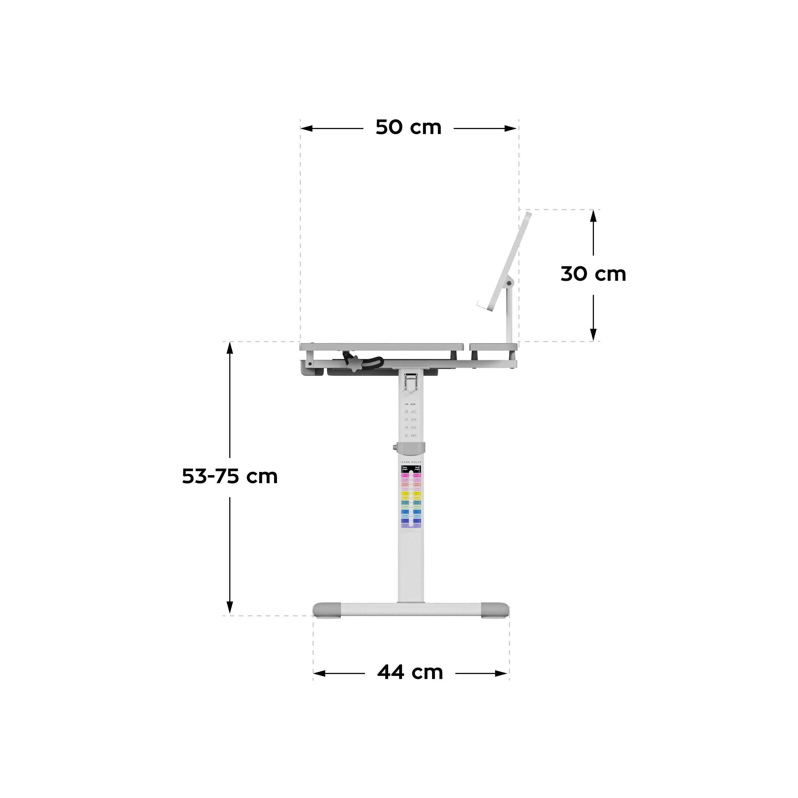Birou ergonomic pentru copii Mark Adler Study 3.0, 66 cm