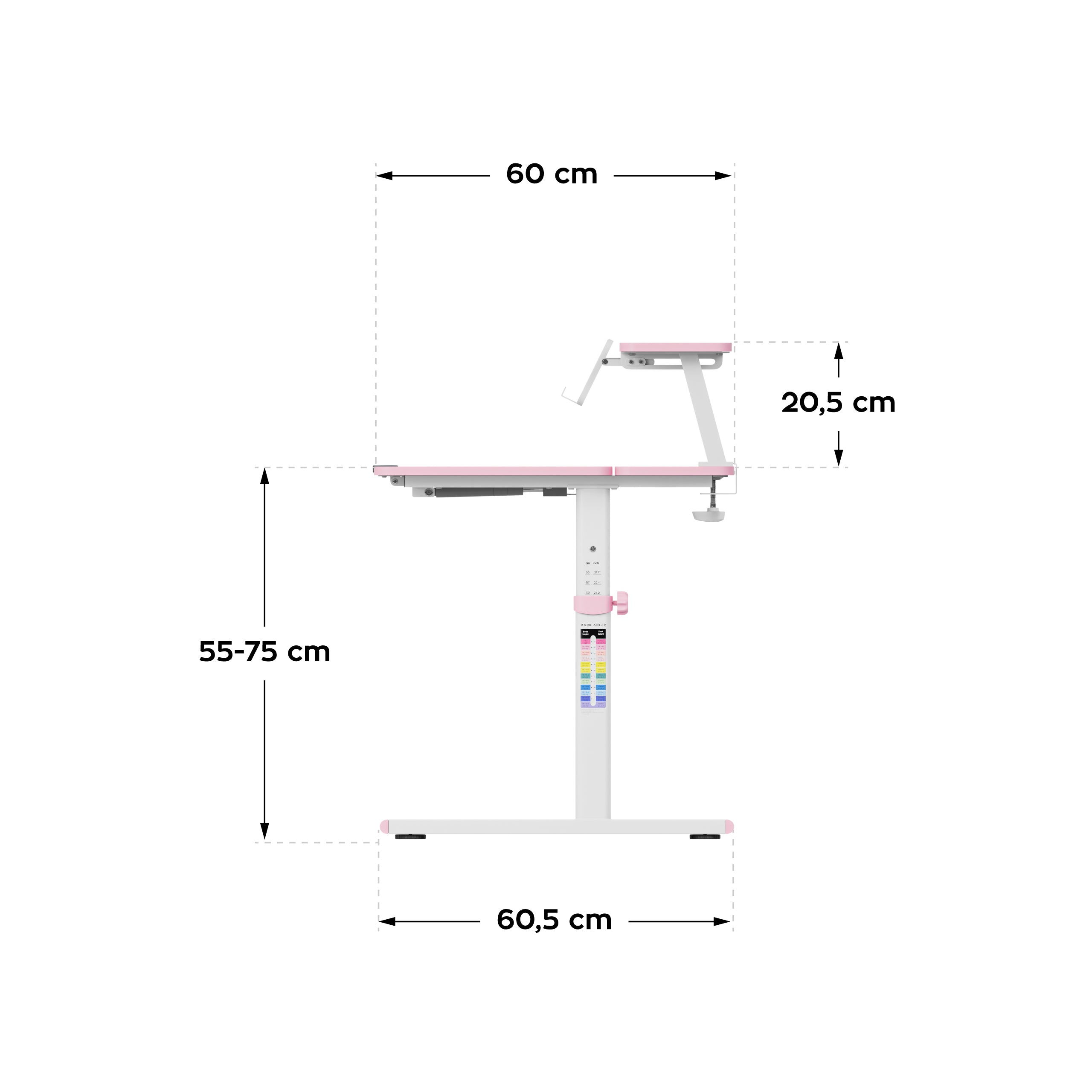 Birou pentru copii reglabil Mark Adler Study 3.7 Pink 90 cm
