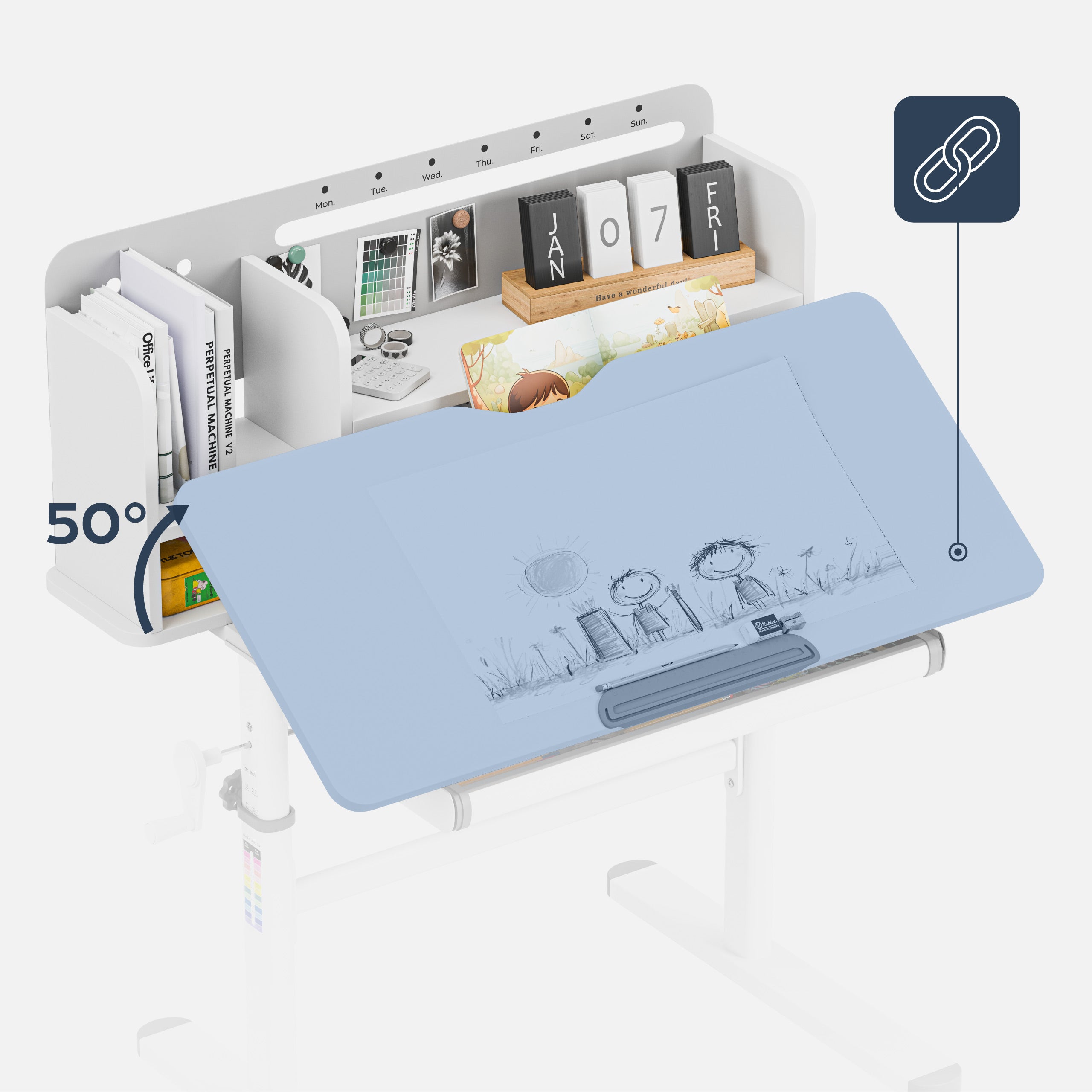 Birou ergonomic pentru copii Mark Adler Study 5.0 Grey 90 cm