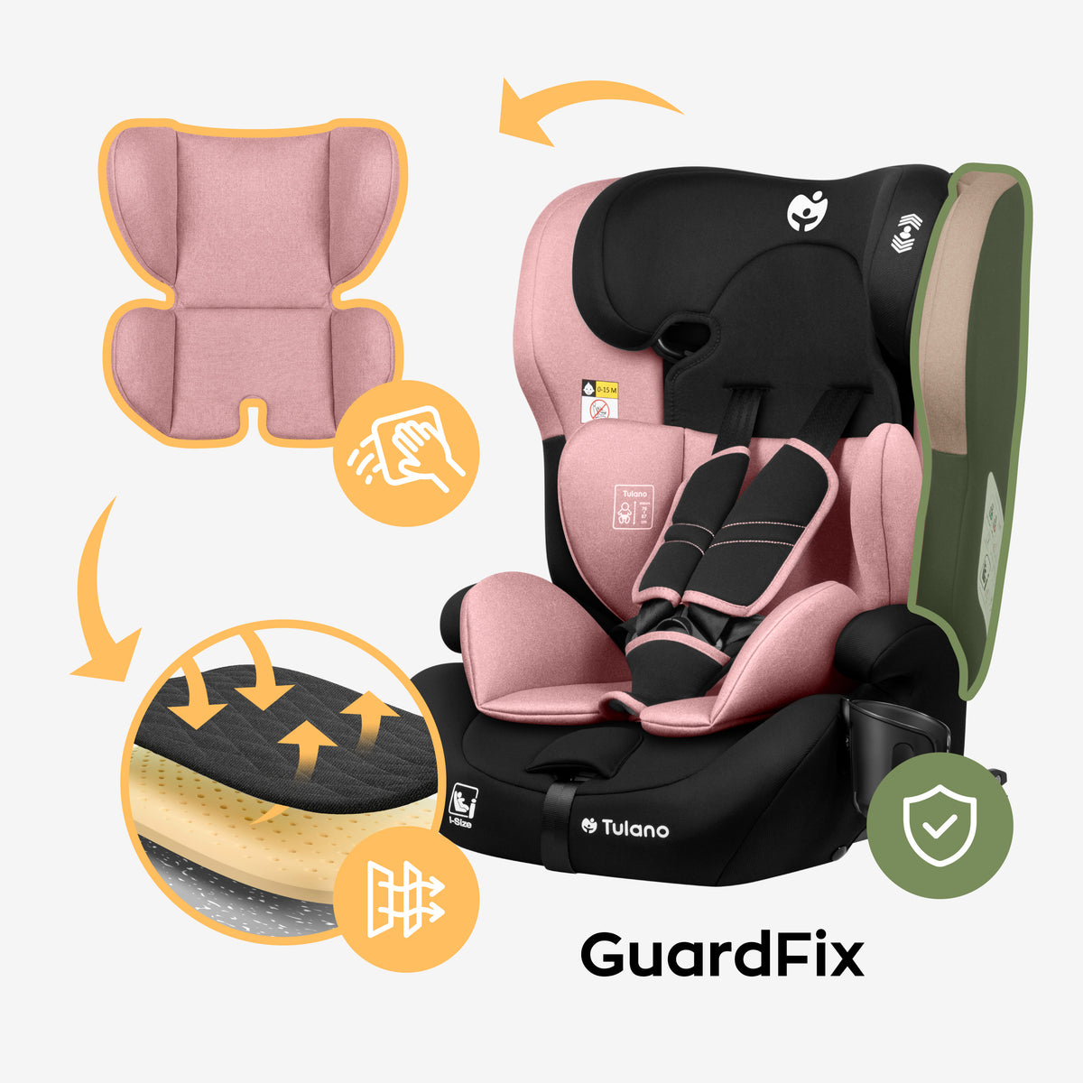 Scaun auto pentru copii Tulano 76-150 cm Zooma 45 Pink I-Size