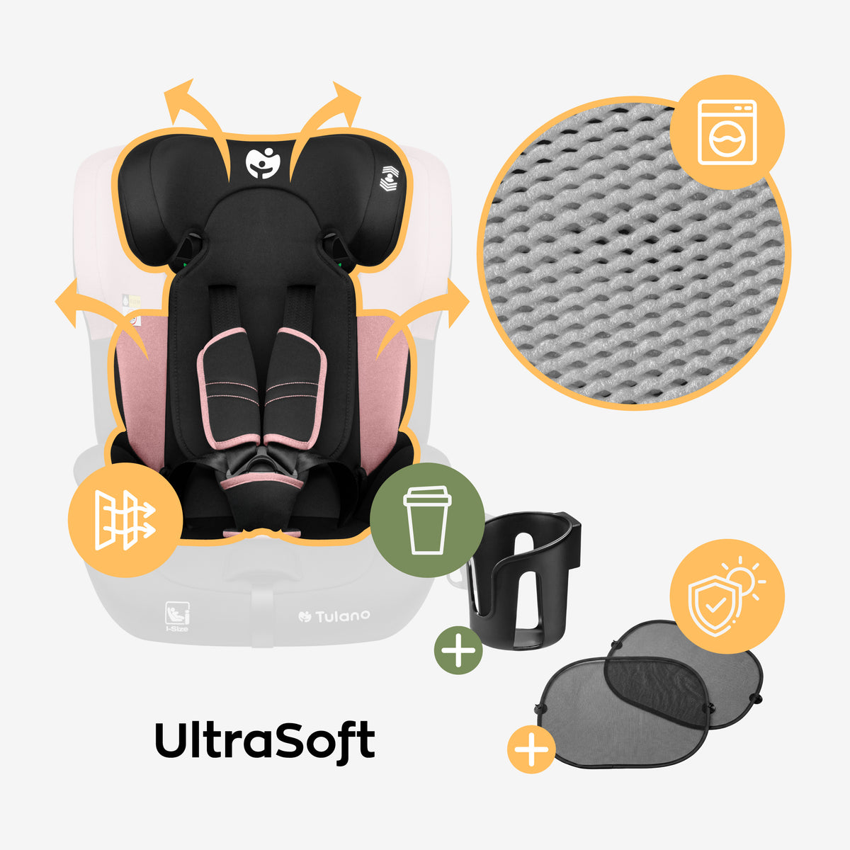 Scaun auto pentru copii Tulano 76-150 cm Zooma 45 Pink I-Size